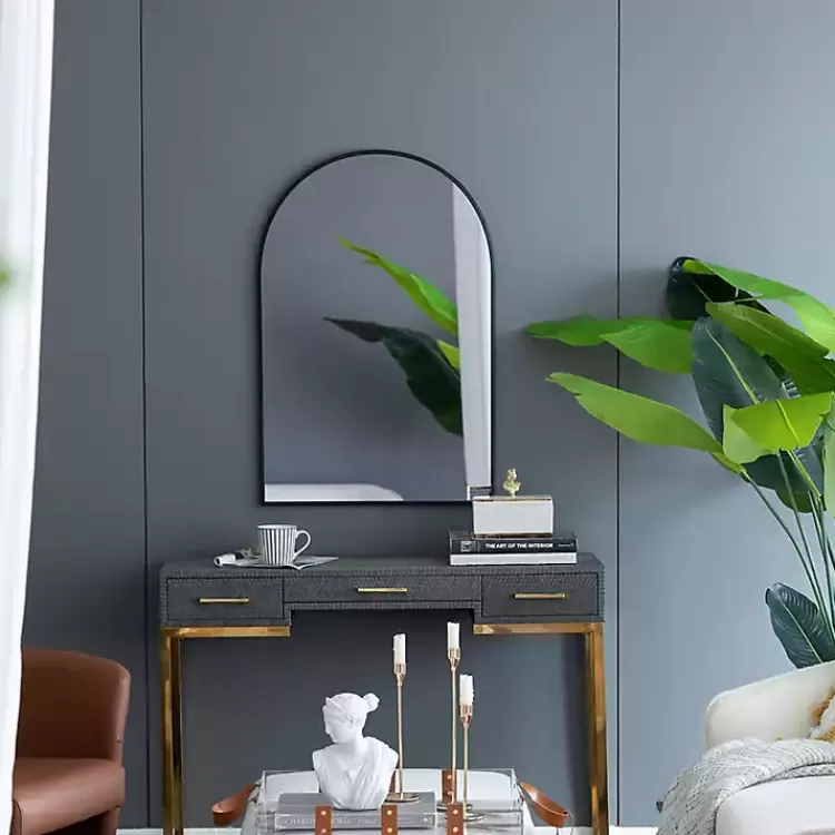 black_long_arched_wall_mirror_4.webp Long Arched Wall Mirror>Kirklands Home Outlet