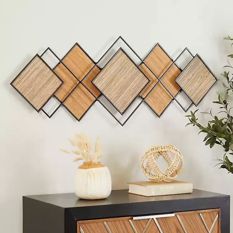 black_metal_and_bamboo_diamond_wall_plaque_2.webp Black Metal and Bamboo Diamond Wall Plaque>Kirklands Home Outlet