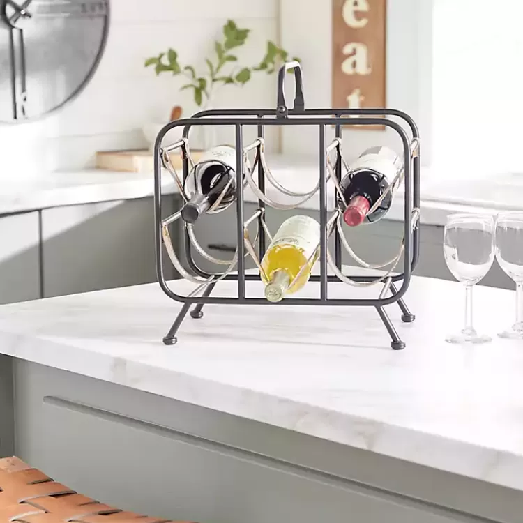 Black Metal and Faux Leather Wine Rack>Kirklands Home Sale