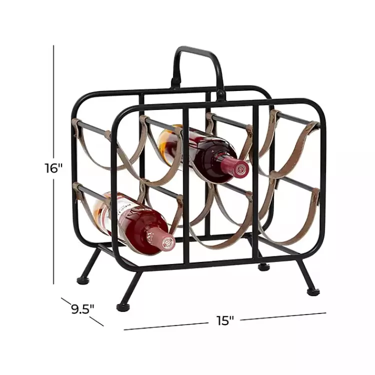 black_metal_and_faux_leather_wine_rack_5.webp Black Metal and Faux Leather Wine Rack>Kirklands Home Sale