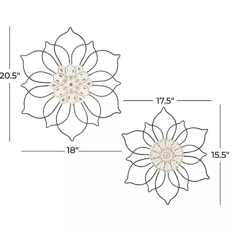 Black Metal and Wood Floral Wall Plaques, Set of 2>Kirklands Home Cheap