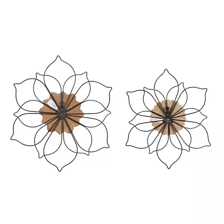Black Metal and Wood Floral Wall Plaques, Set of 2>Kirklands Home Cheap