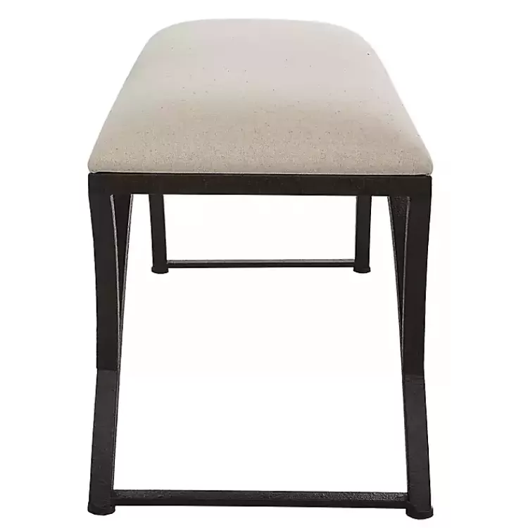 black_metal_arched_frame_upholstered_bench_4.webp Black Metal Arched Frame Upholstered Bench>Kirklands Home Hot
