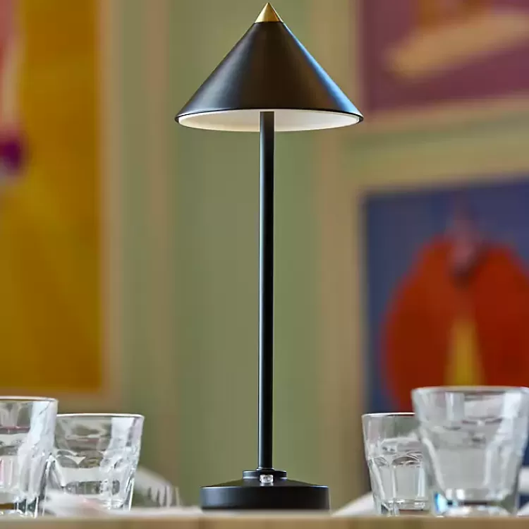 black_metal_cone_shade_cordless_table_lamp_4.webp Metal Cone Shade Cordless Table Lamp>Kirklands Home New