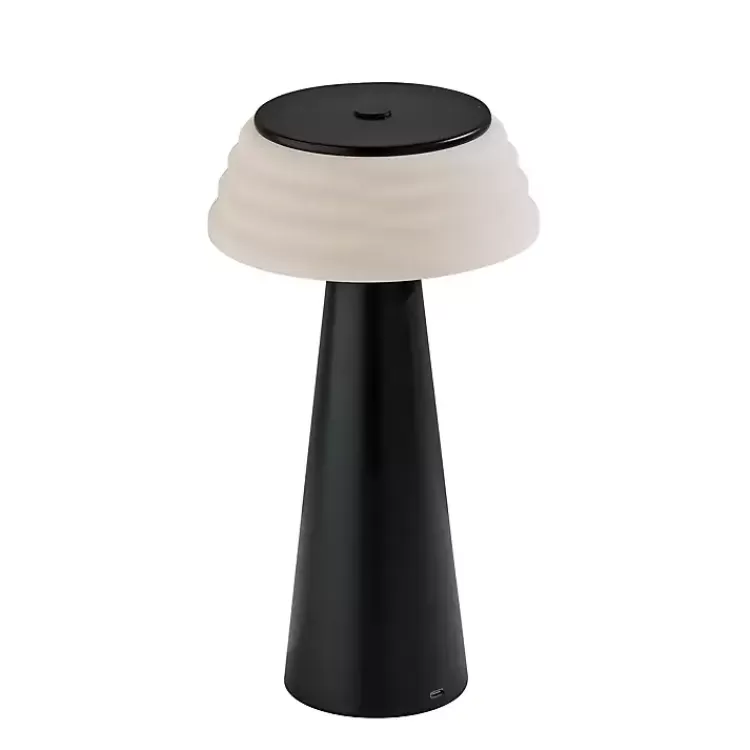 Metal Cordless Lamp with White Ribbed Shade>Kirklands Home New