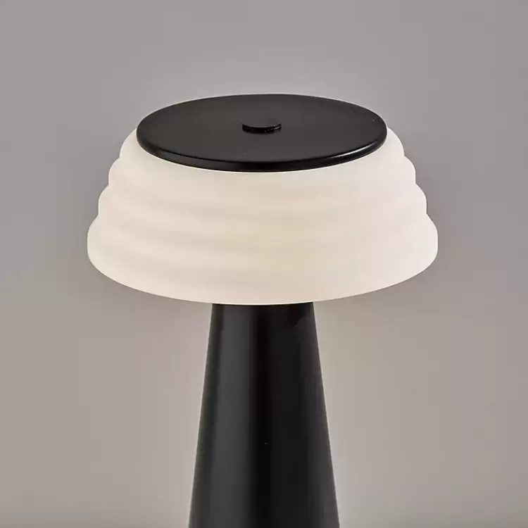 Metal Cordless Lamp with White Ribbed Shade>Kirklands Home New