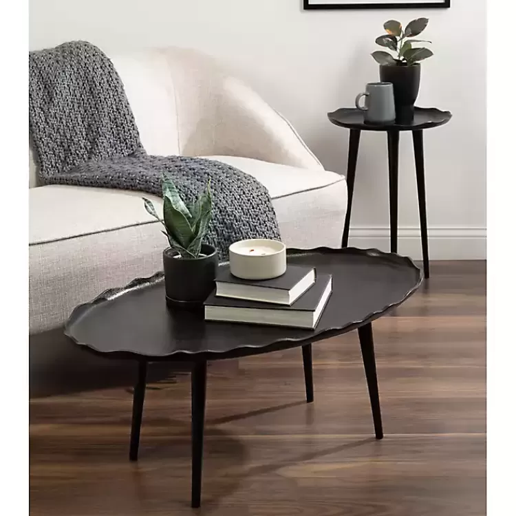 black_metal_deckled_edge_oval_coffee_table_5.webp Metal Deckled Edge Oval Coffee Table>Kirklands Home Cheap