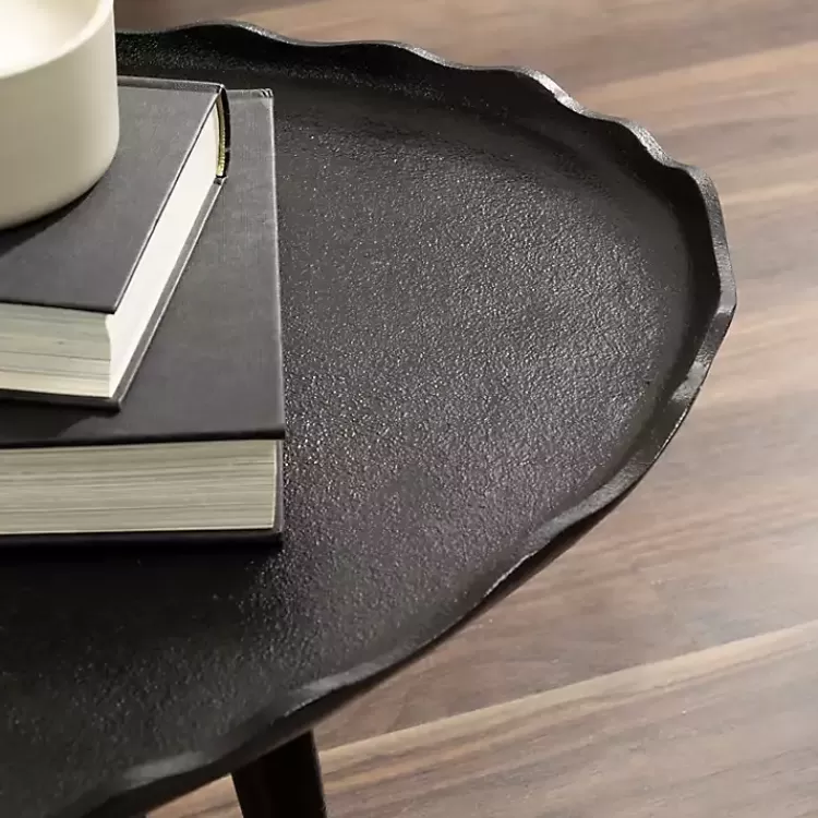 black_metal_deckled_edge_oval_coffee_table_6.webp Metal Deckled Edge Oval Coffee Table>Kirklands Home Cheap