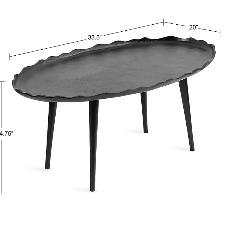 black_metal_deckled_edge_oval_coffee_table_7.webp Metal Deckled Edge Oval Coffee Table>Kirklands Home Cheap