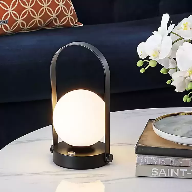 Black Metal Glass Globe Cordless Table Lamp>Kirklands Home Cheap