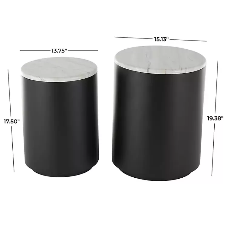 black_metal_marble_nesting_accent_tables_set_of__7.webp Black Metal Marble Nesting Accent Tables, Set of 2>Kirklands Home New