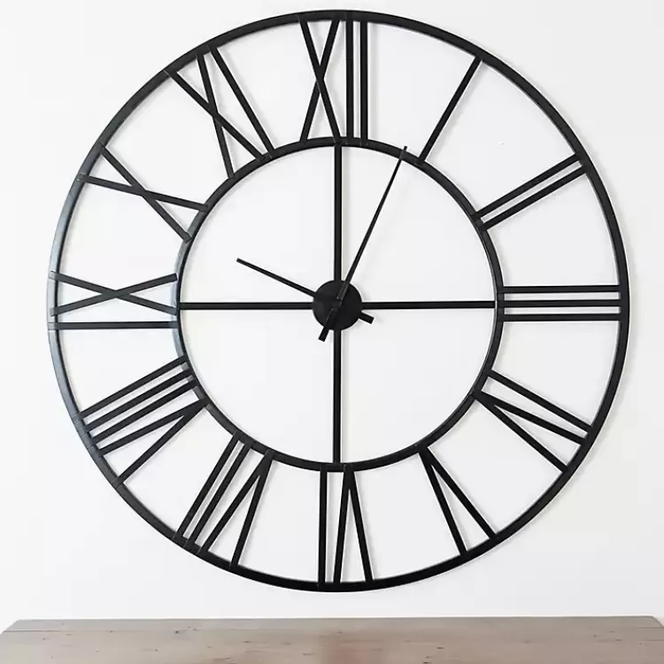 Black Metal Open Face Aiden Wall Clock>Kirklands Home Sale