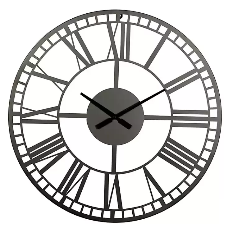 Black Metal Open Frame Wall Clock>Kirklands Home Store