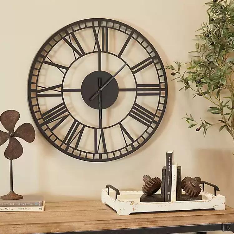 Black Metal Open Frame Wall Clock>Kirklands Home Store