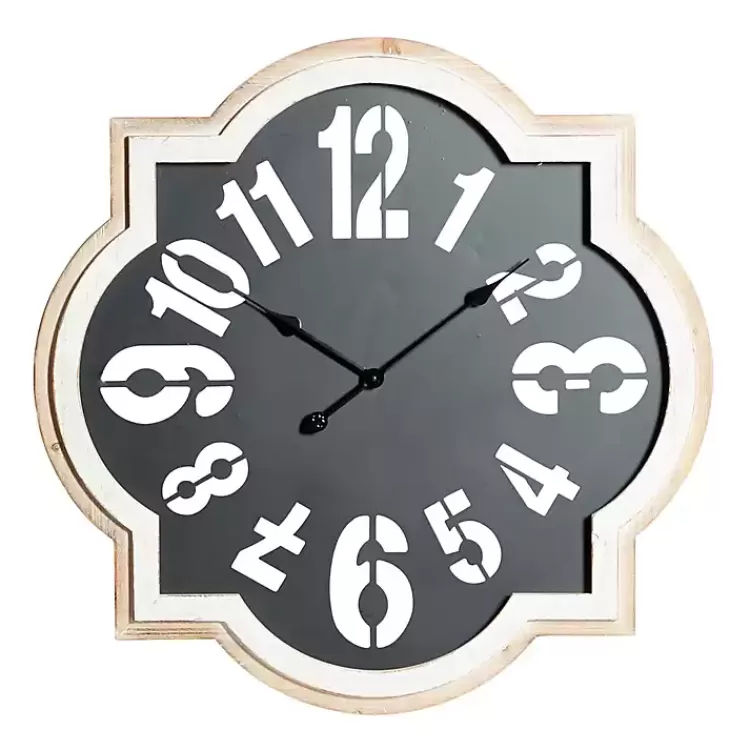 Black Metal Quatrefoil Farmhouse Wall Clock>Kirklands Home Best Sale