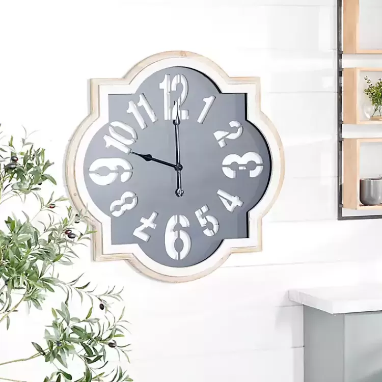 Black Metal Quatrefoil Farmhouse Wall Clock>Kirklands Home Best Sale