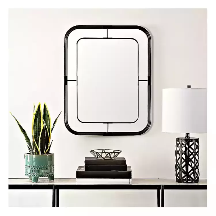 Black Metal Rounded Corner Frame Wall Mirror>Kirklands Home Store