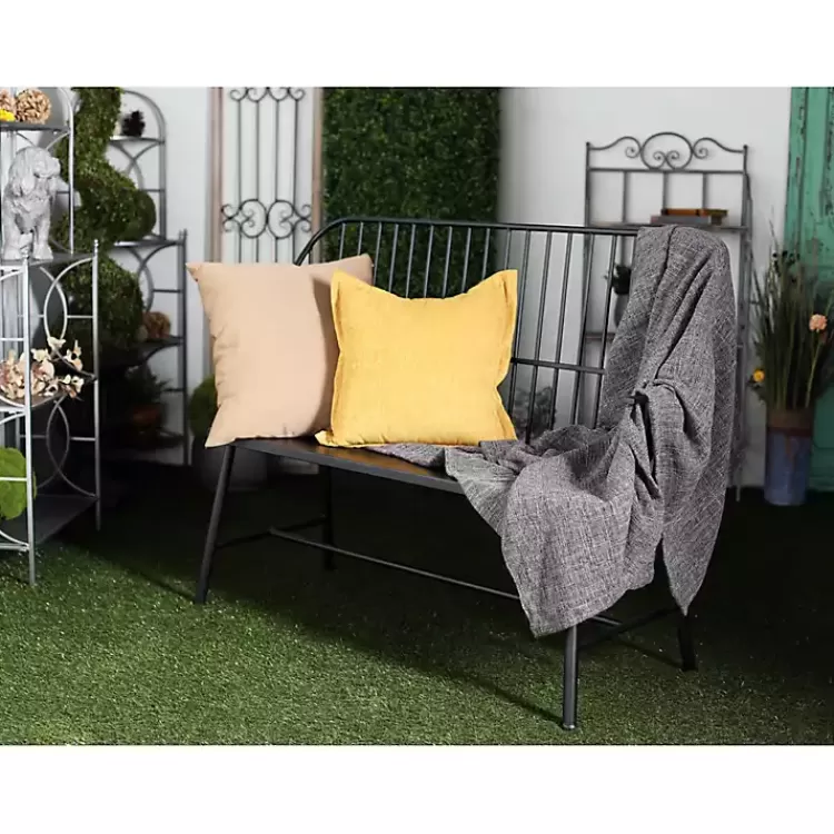 black_metal_slatted_back_outdoor_bench_2.webp Metal Slatted Back Outdoor Bench>Kirklands Home Best