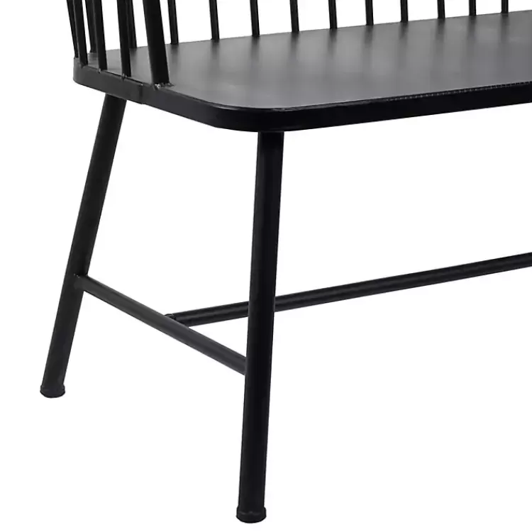 black_metal_slatted_back_outdoor_bench_3.webp Metal Slatted Back Outdoor Bench>Kirklands Home Best