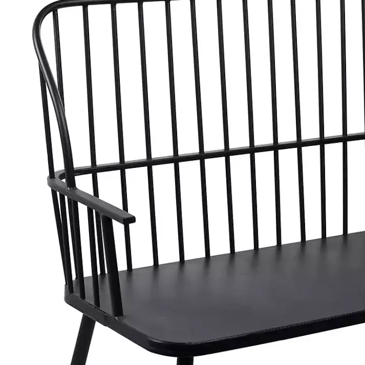 black_metal_slatted_back_outdoor_bench_4.webp Metal Slatted Back Outdoor Bench>Kirklands Home Best
