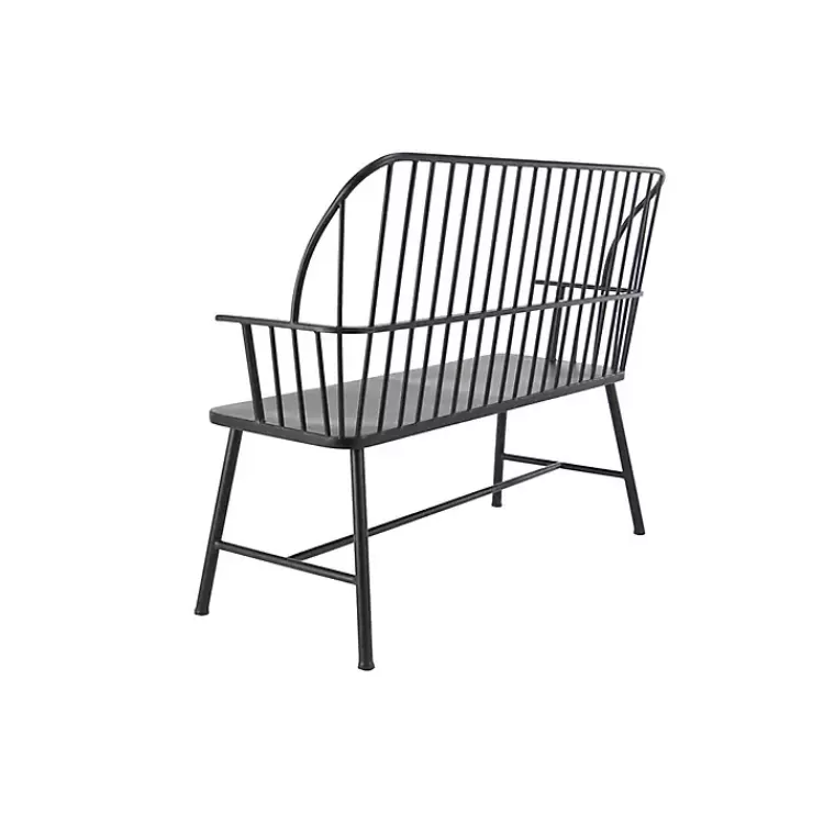 black_metal_slatted_back_outdoor_bench_6.webp Metal Slatted Back Outdoor Bench>Kirklands Home Best