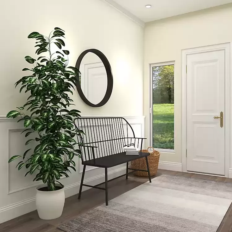 black_metal_slatted_back_outdoor_bench_7.webp Metal Slatted Back Outdoor Bench>Kirklands Home Best