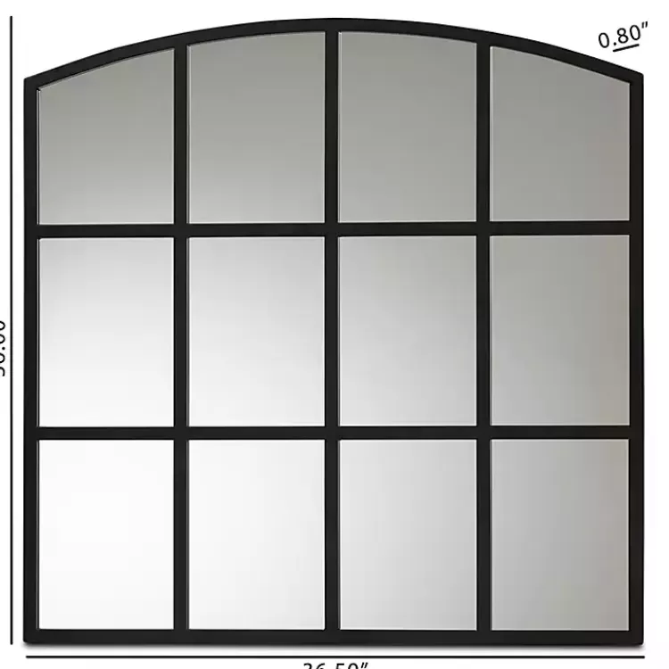 black_metal_windowpane_arched_wall_mirror_3.webp Black Metal Windowpane Arched Wall Mirror>Kirklands Home New