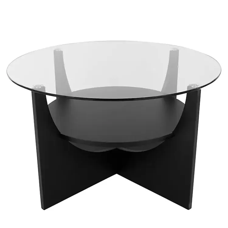 black_round_glass_coffee_table_2.webp Round Glass Coffee Table>Kirklands Home Shop