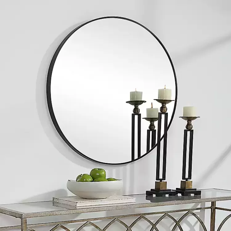 black_round_simple_frame_large_wall_mirror_2.webp Black Round Simple Frame Large Wall Mirror>Kirklands Home Hot