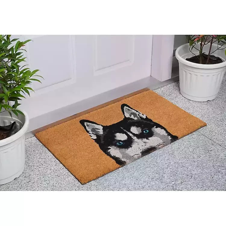 Black Siberian Husky Doormat>Kirklands Home Online