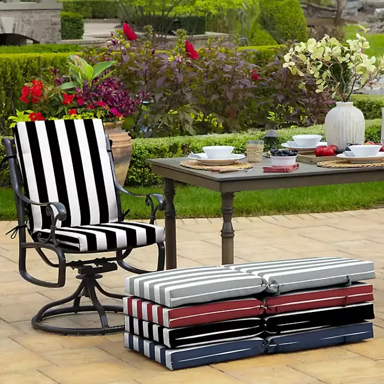 black_stripe_luxe_outdoor_dining_chair_cushion_4.webp Stripe Luxe Outdoor Dining Chair Cushion>Kirklands Home Cheap