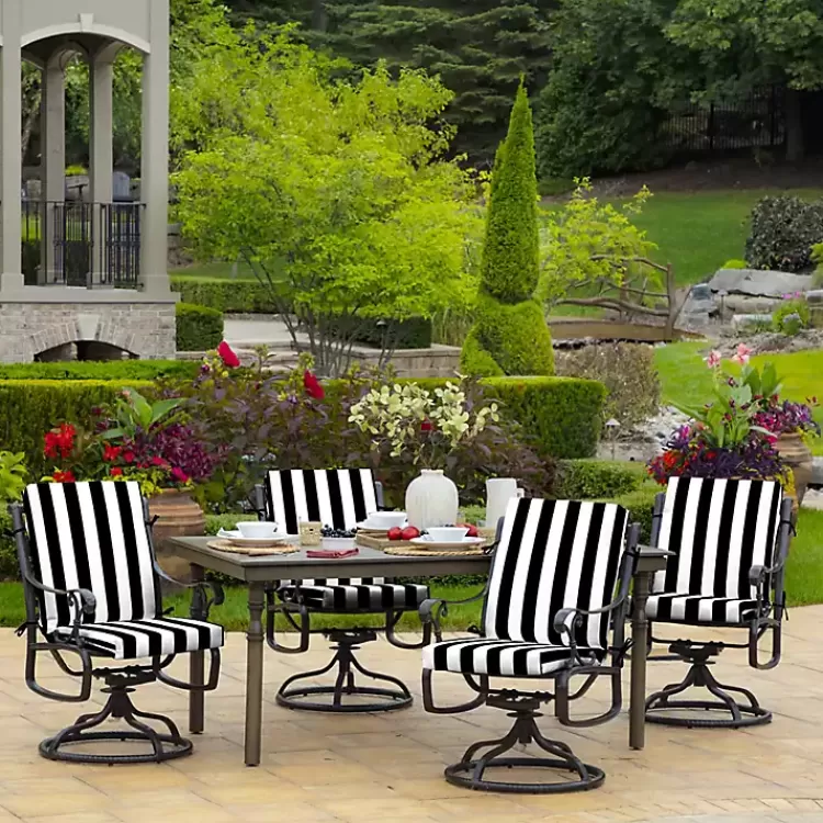 black_stripe_luxe_outdoor_dining_chair_cushion_5.webp Stripe Luxe Outdoor Dining Chair Cushion>Kirklands Home Cheap