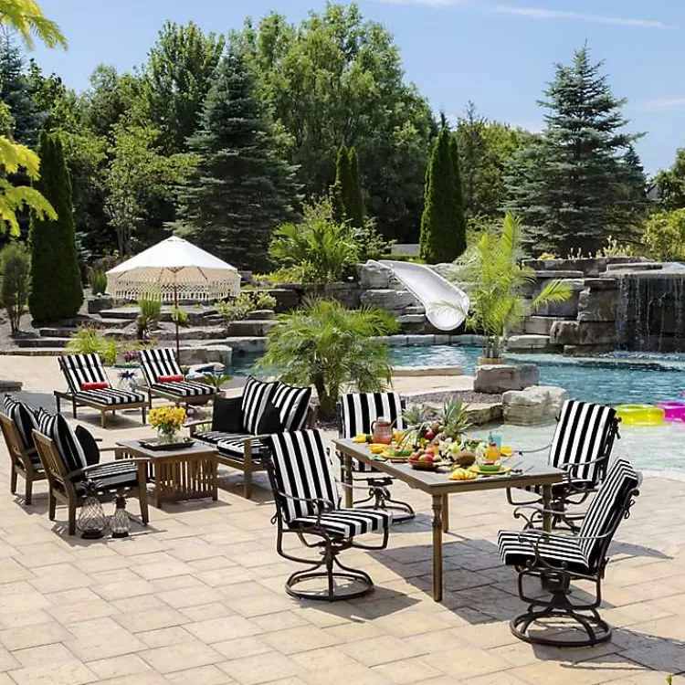 black_stripe_luxe_outdoor_dining_chair_cushion_6.webp Stripe Luxe Outdoor Dining Chair Cushion>Kirklands Home Cheap