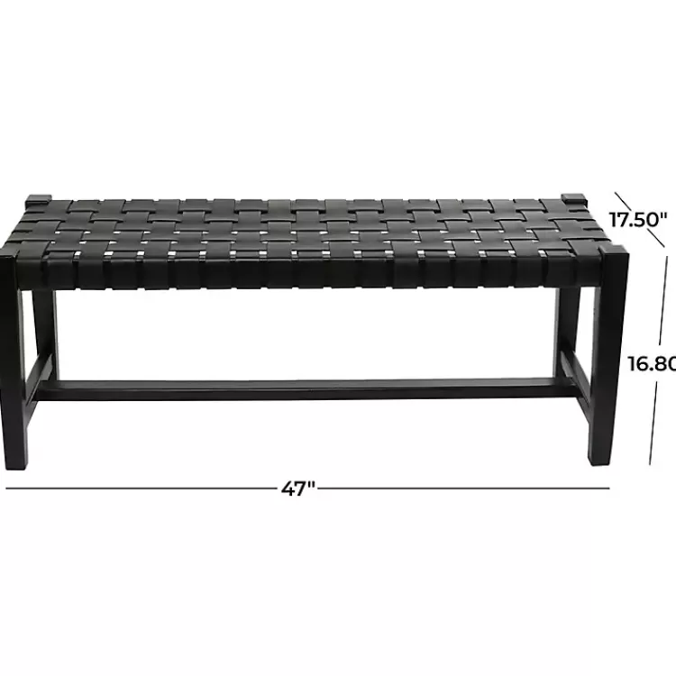 black_teak_wood_and_leather_bench_6.webp Teak Wood and Leather Bench>Kirklands Home Best Sale