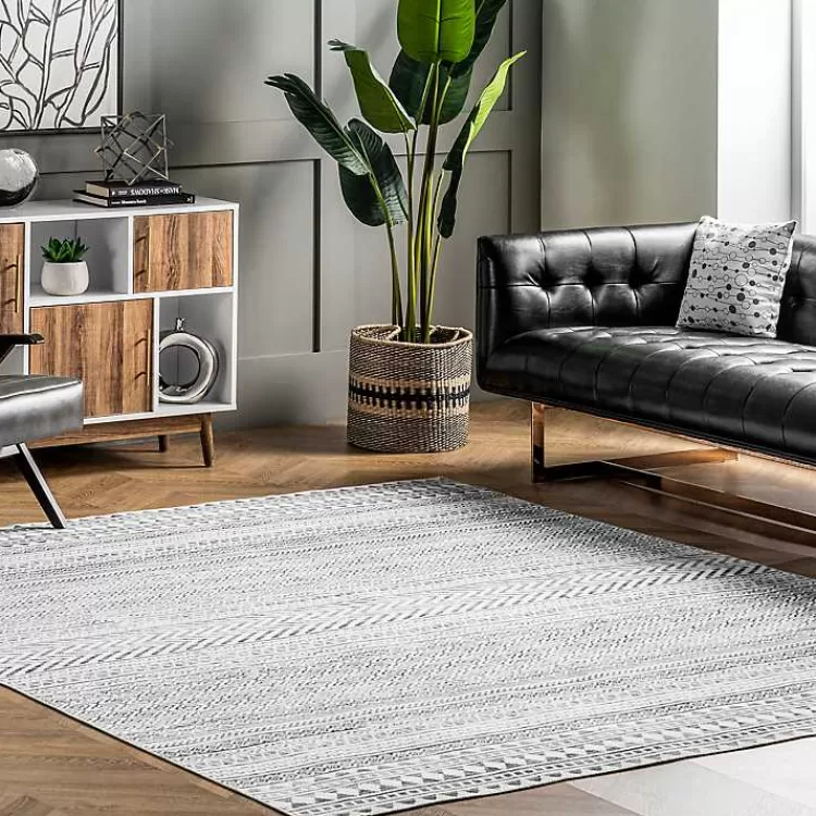 Black Tribal Geometric Washable Area Rug, 6x9>Kirklands Home Store