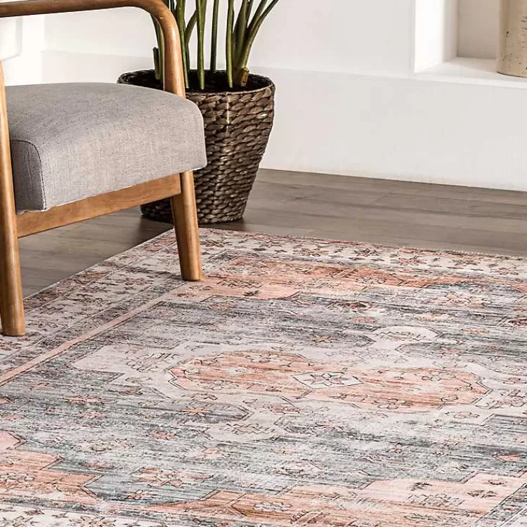 Black Vintage Motif Washable Area Rug, 5x8>Kirklands Home Flash Sale