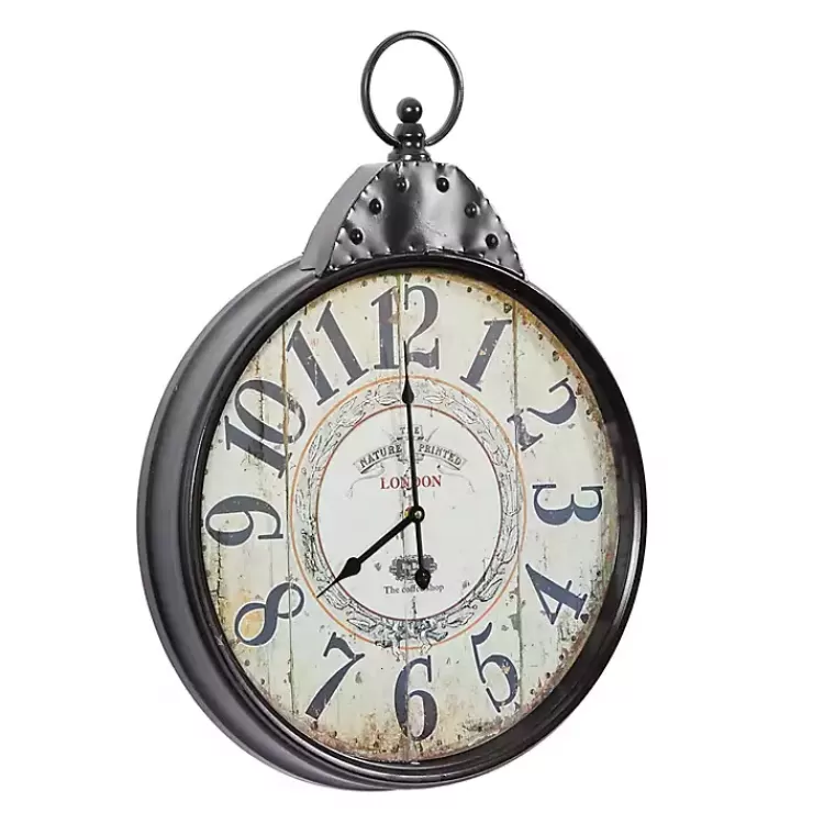 Black Vintage Pocket Watch Wall Clock>Kirklands Home Cheap