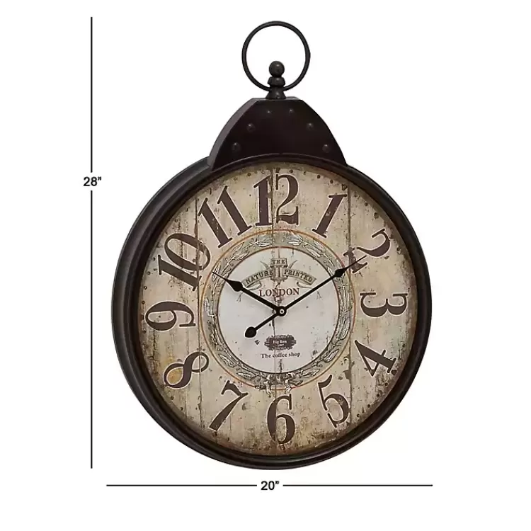 Black Vintage Pocket Watch Wall Clock>Kirklands Home Cheap