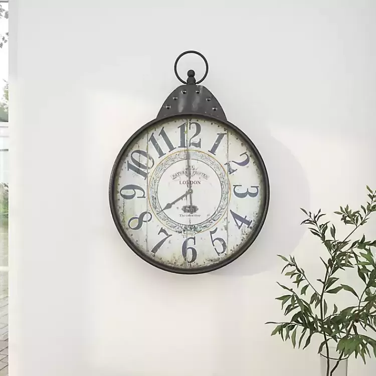 Black Vintage Pocket Watch Wall Clock>Kirklands Home Cheap