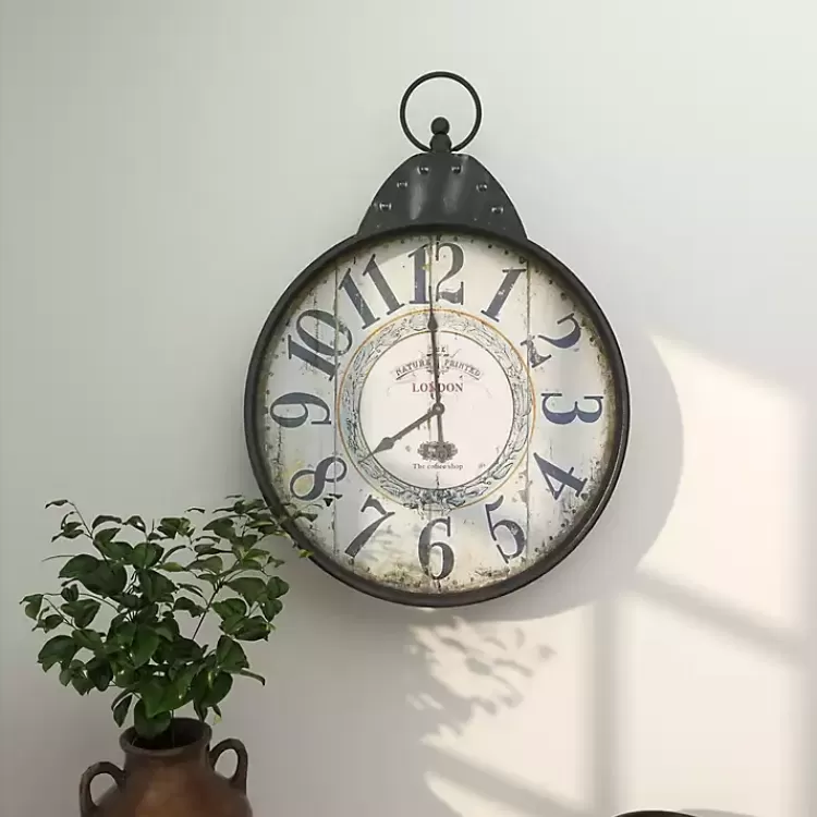 Black Vintage Pocket Watch Wall Clock>Kirklands Home Cheap