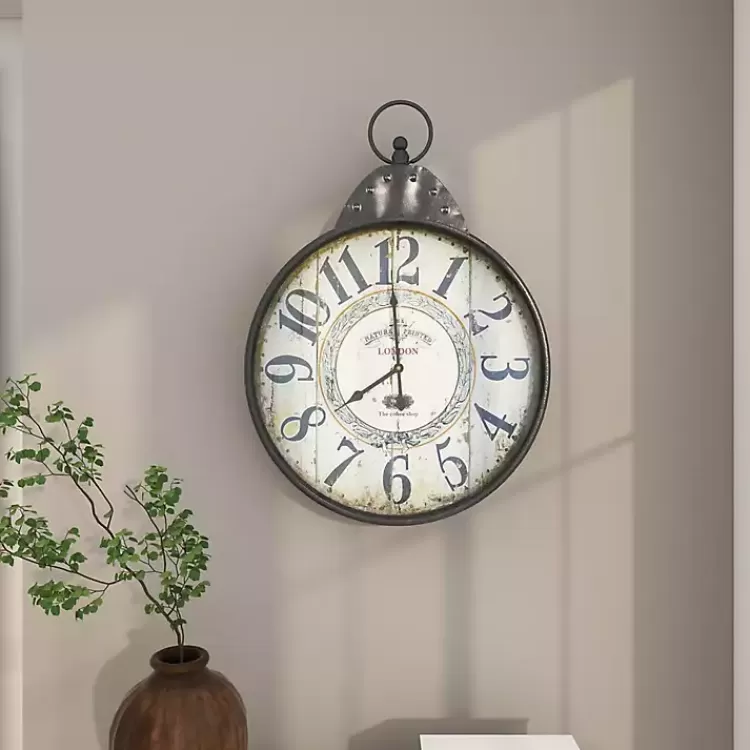 Black Vintage Pocket Watch Wall Clock>Kirklands Home Cheap