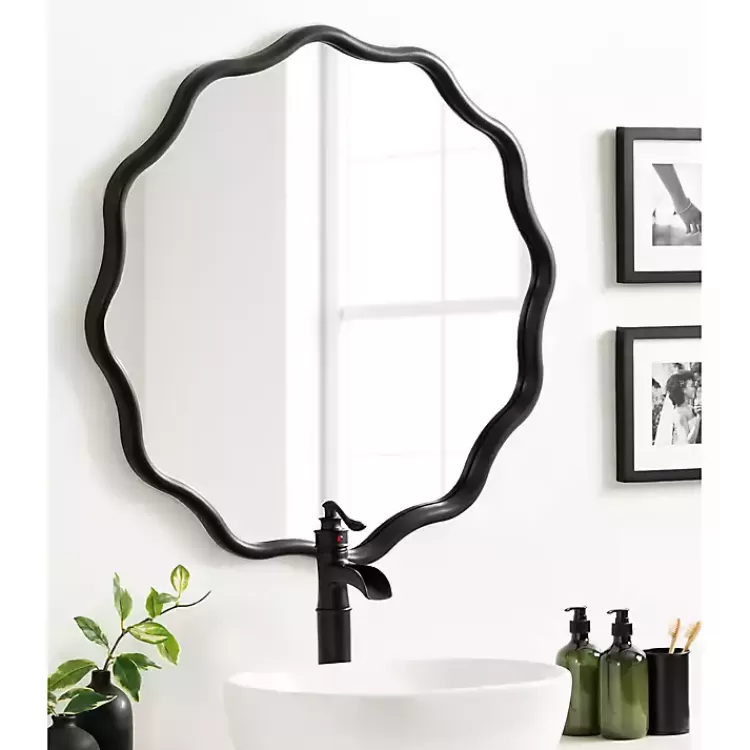 black_wavy_scallop_round_wall_mirror_6.webp Wavy Scallop Round Wall Mirror>Kirklands Home Outlet