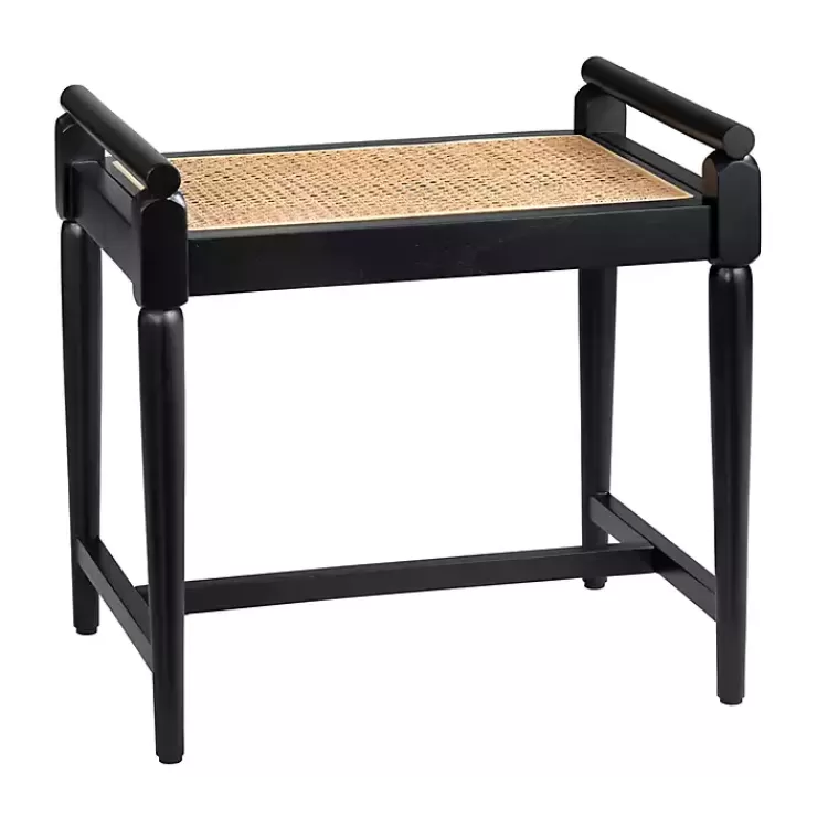 Wood and Rattan Boho Bench>Kirklands Home Outlet