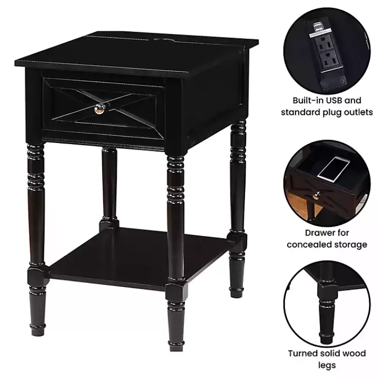 black_wood_charging_traditional_accent_table_5.webp Wood Charging Traditional Accent Table>Kirklands Home Hot