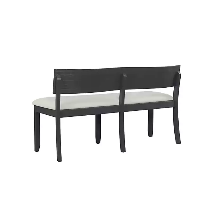 black_wood_cream_upholstered_bench_2.webp Black Wood Cream Upholstered Bench>Kirklands Home Sale