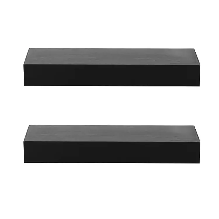 black_wood_pc_floating_shelves__in_2.webp Black Wood 2-pc. Floating Shelves, 18 in.>Kirklands Home Cheap