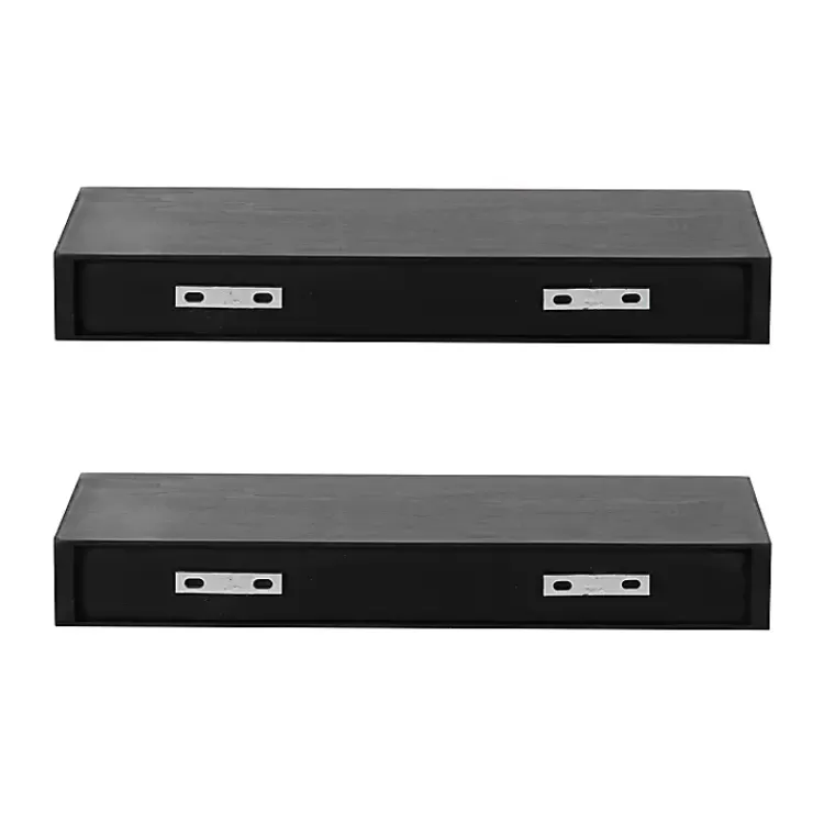 black_wood_pc_floating_shelves__in_3.webp Black Wood 2-pc. Floating Shelves, 18 in.>Kirklands Home Cheap