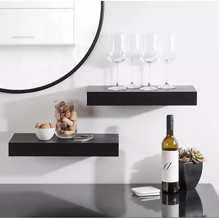 black_wood_pc_floating_shelves__in_7.webp Black Wood 2-pc. Floating Shelves, 18 in.>Kirklands Home Cheap