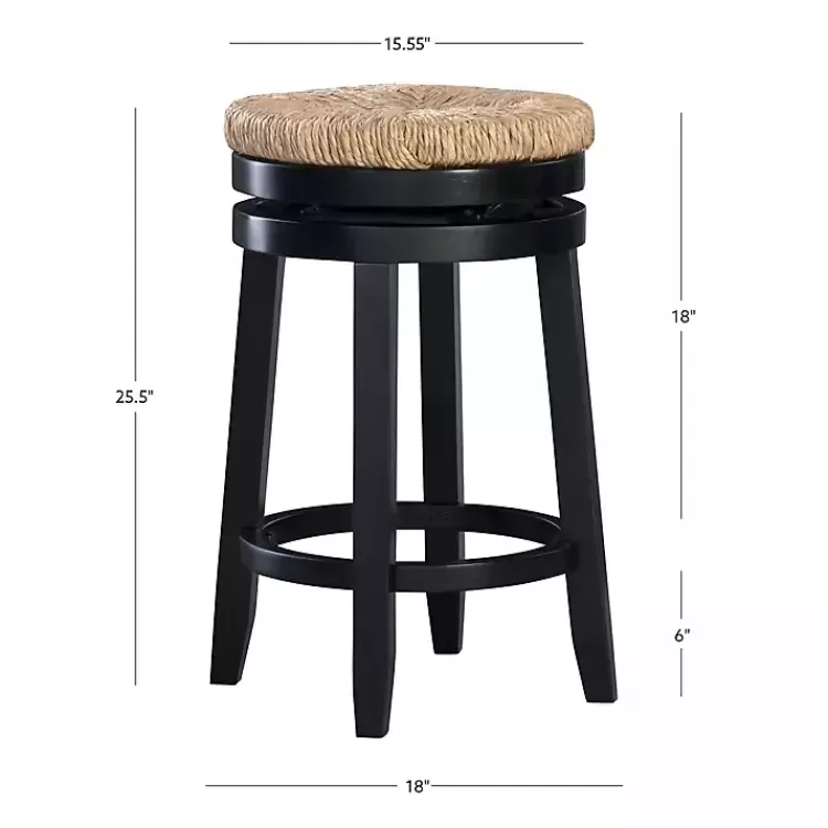 black_wood_seagrass_seat_swivel_counter_stool_4.webp Black Wood Seagrass Seat Swivel Counter Stool>Kirklands Home Fashion