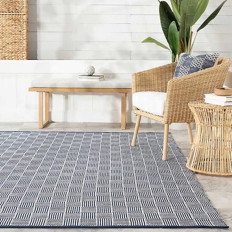 blue__ivory_checkered_indooroutdoor_runner_x_7.webp Blue & Ivory Checkered Indoor/Outdoor Runner, 3x8>Kirklands Home New